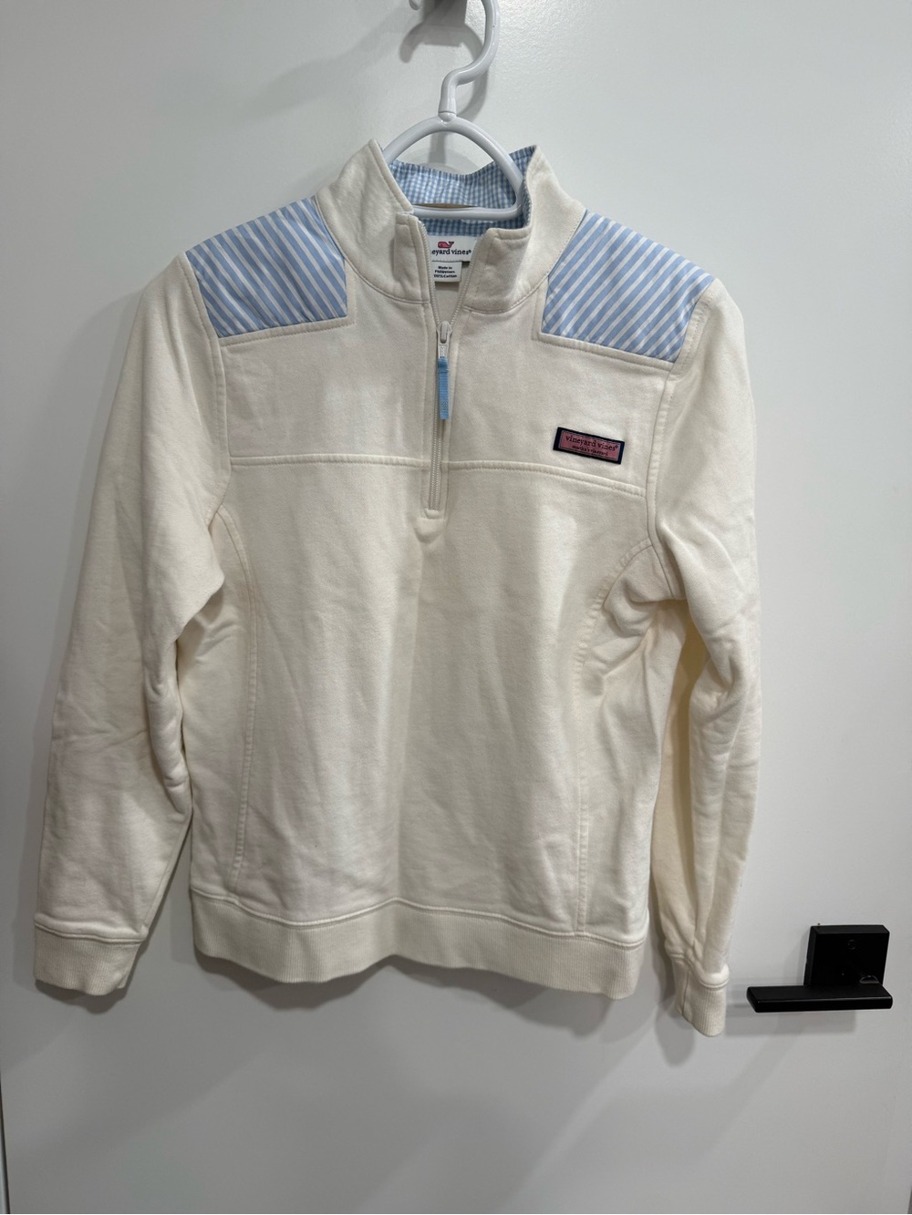 Vineyard Vines Martha’s Vineyard 1/4 Zip Pullover White Blue Women’s Size S - Picture 4 of 8
